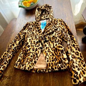 Lamb leopard jacket with hood